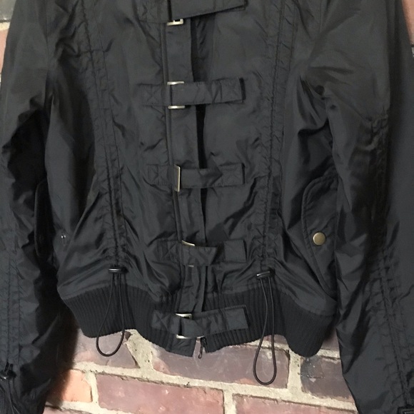 PRADA buckle detailed jacket fur collar pockets -M - Picture 3 of 8